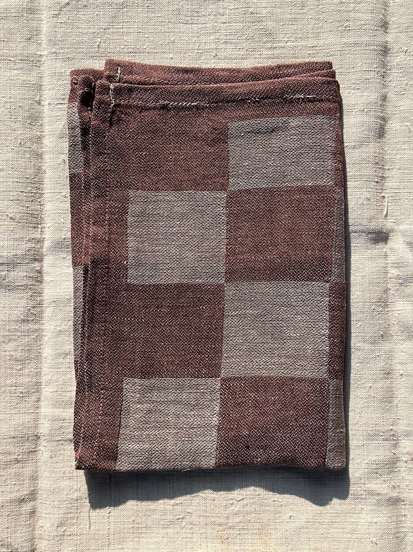 V.VM Chocolate Brown Check Linen Tea Towel