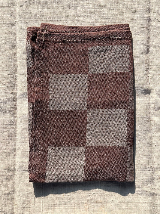 V.VM Chocolate Brown Check Linen Tea Towel