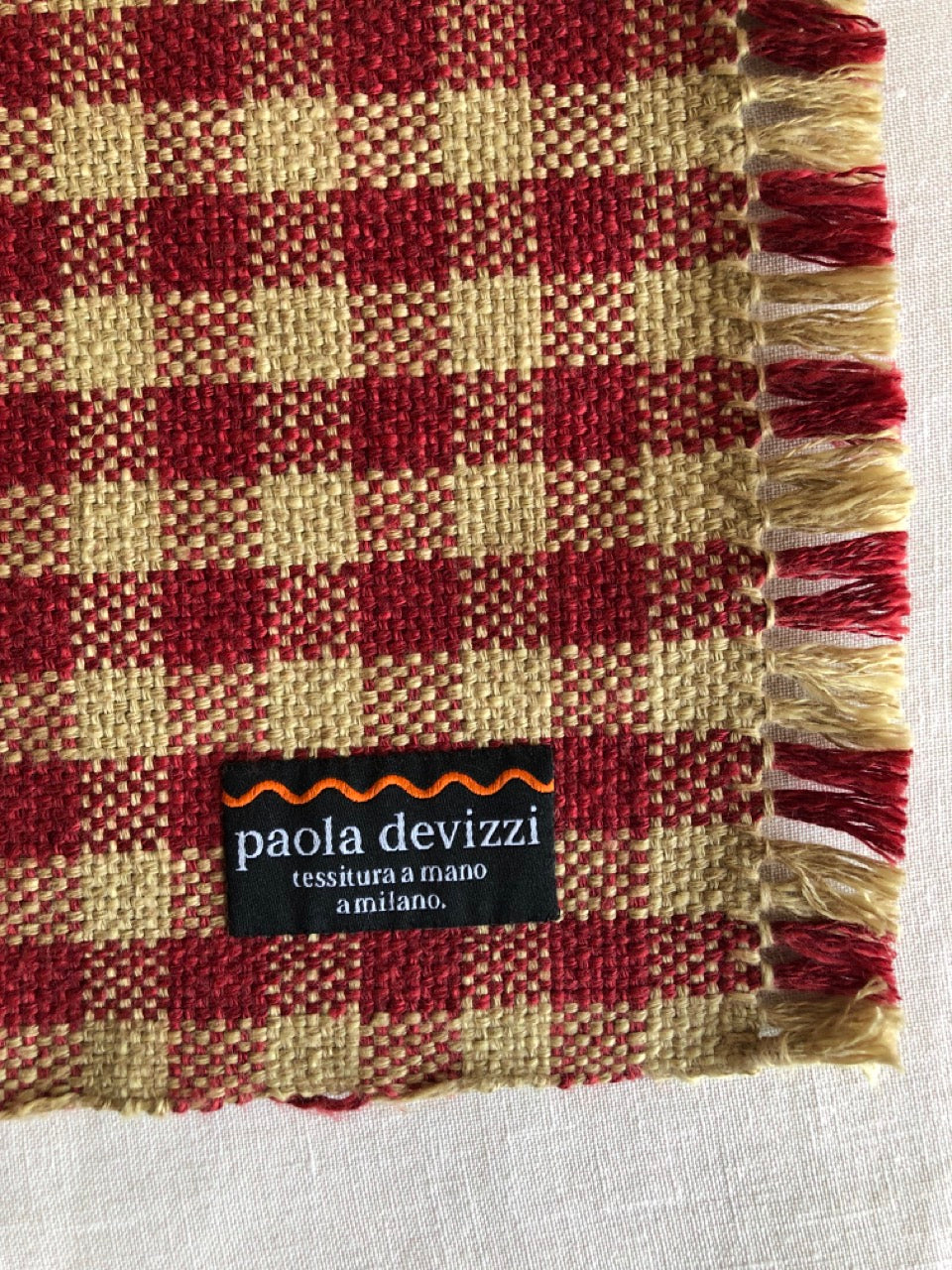 Handwoven Linen Placemat - Red Check