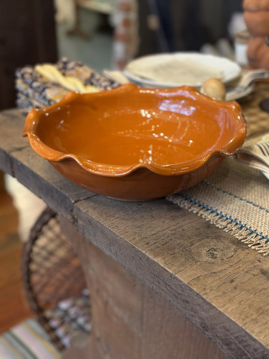 Handmade Wavy Bowl Large - Burnt Orange