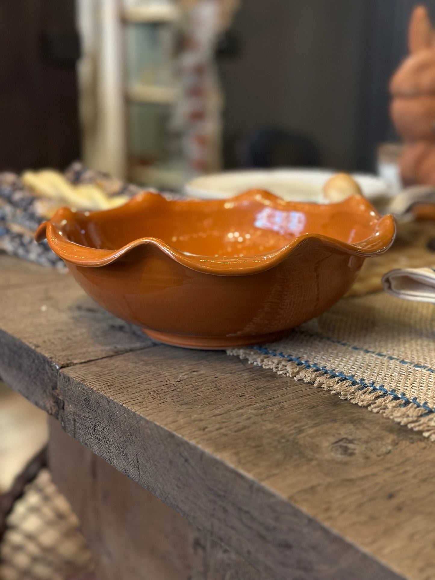Handmade Wavy Bowl Small - Burnt Orange