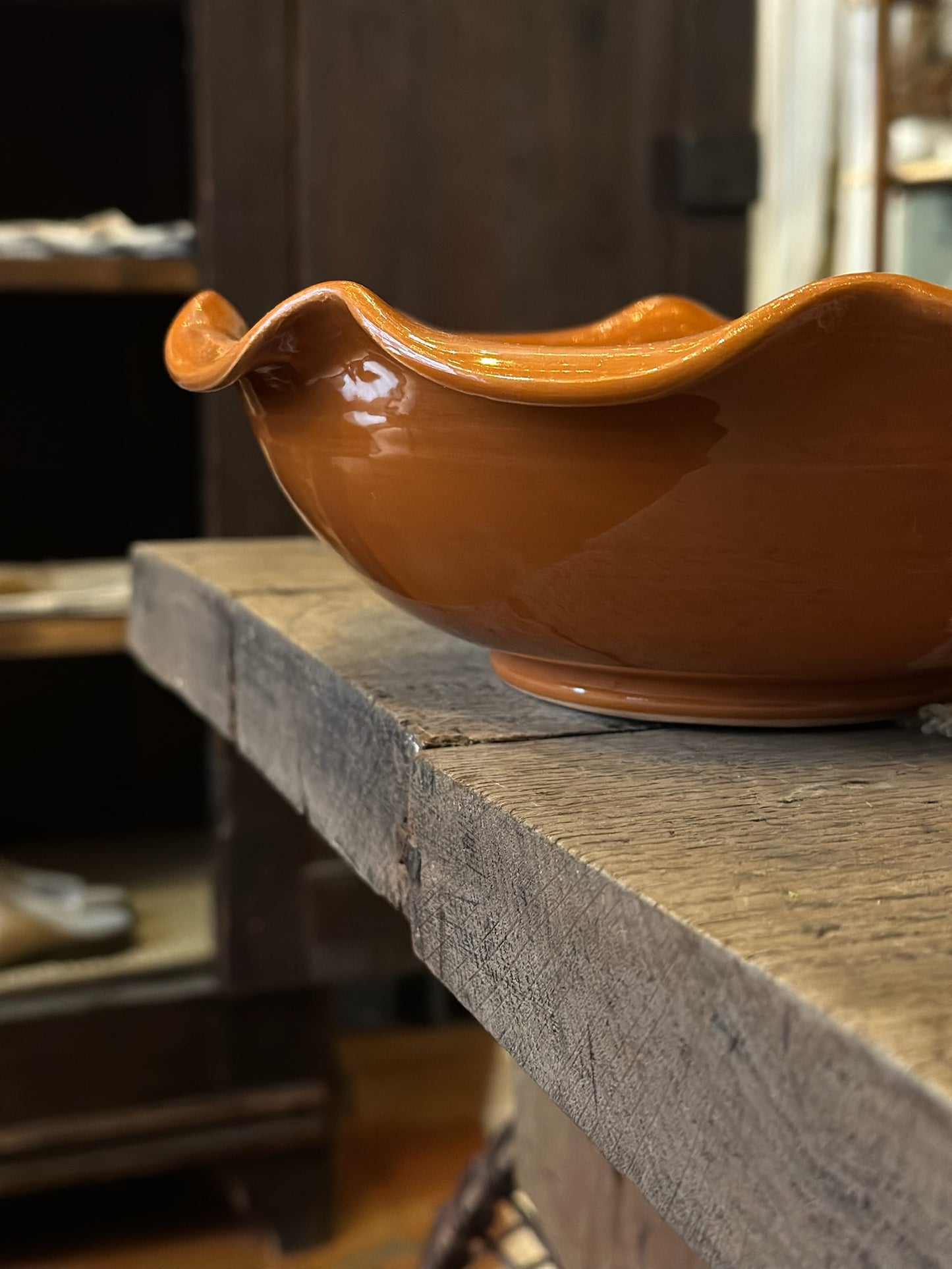 Handmade Wavy Bowl Small - Burnt Orange
