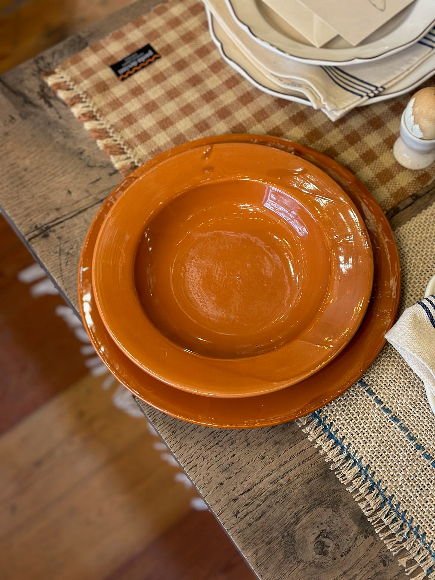 Handmade Ceramic Dinner Bowl - Burnt Orange