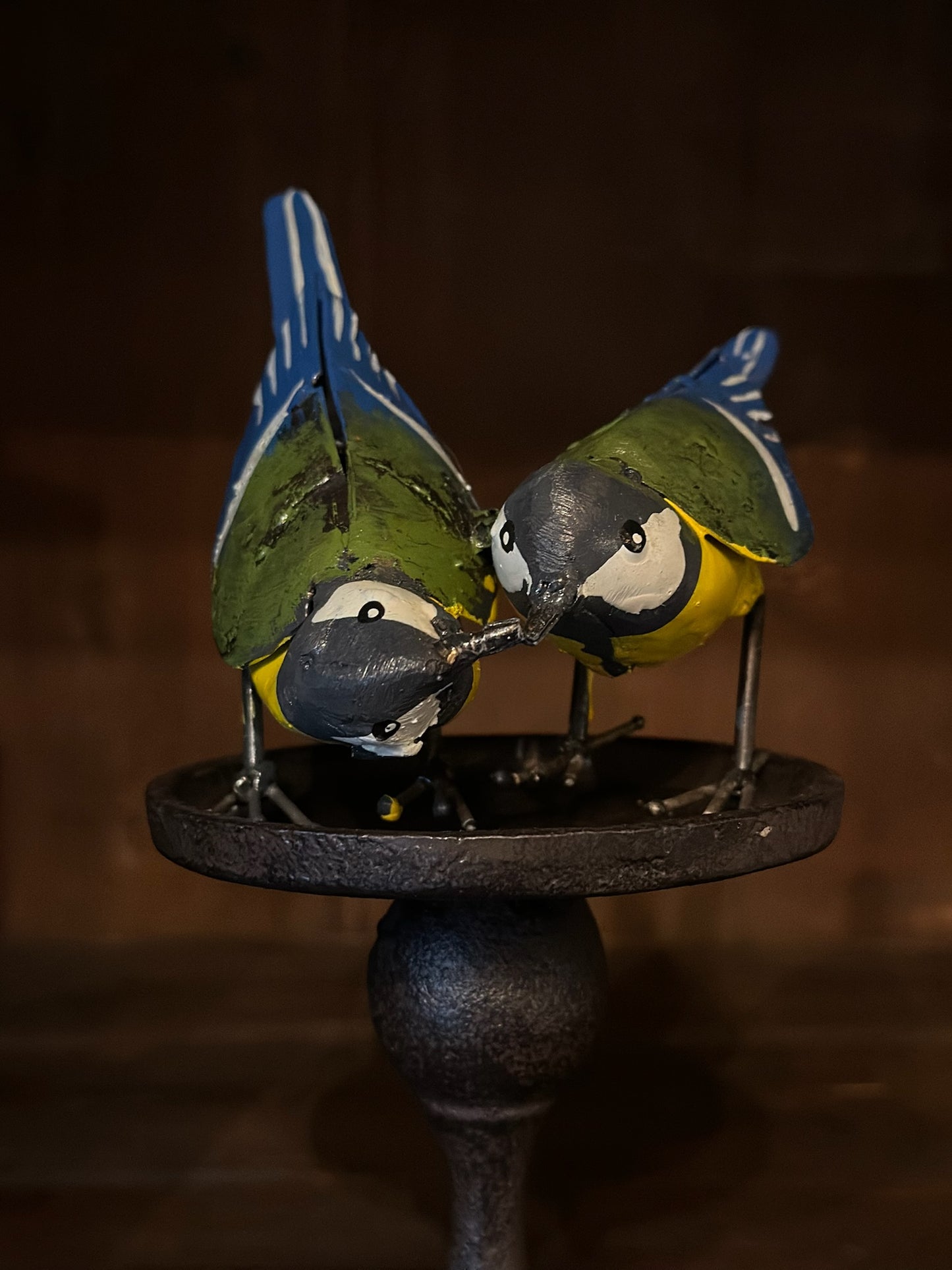 Great Tits (Cinciallegre) Kissing In Recycled Metal