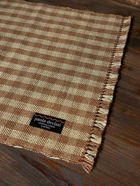 Handwoven Linen Placemat - Brown Check