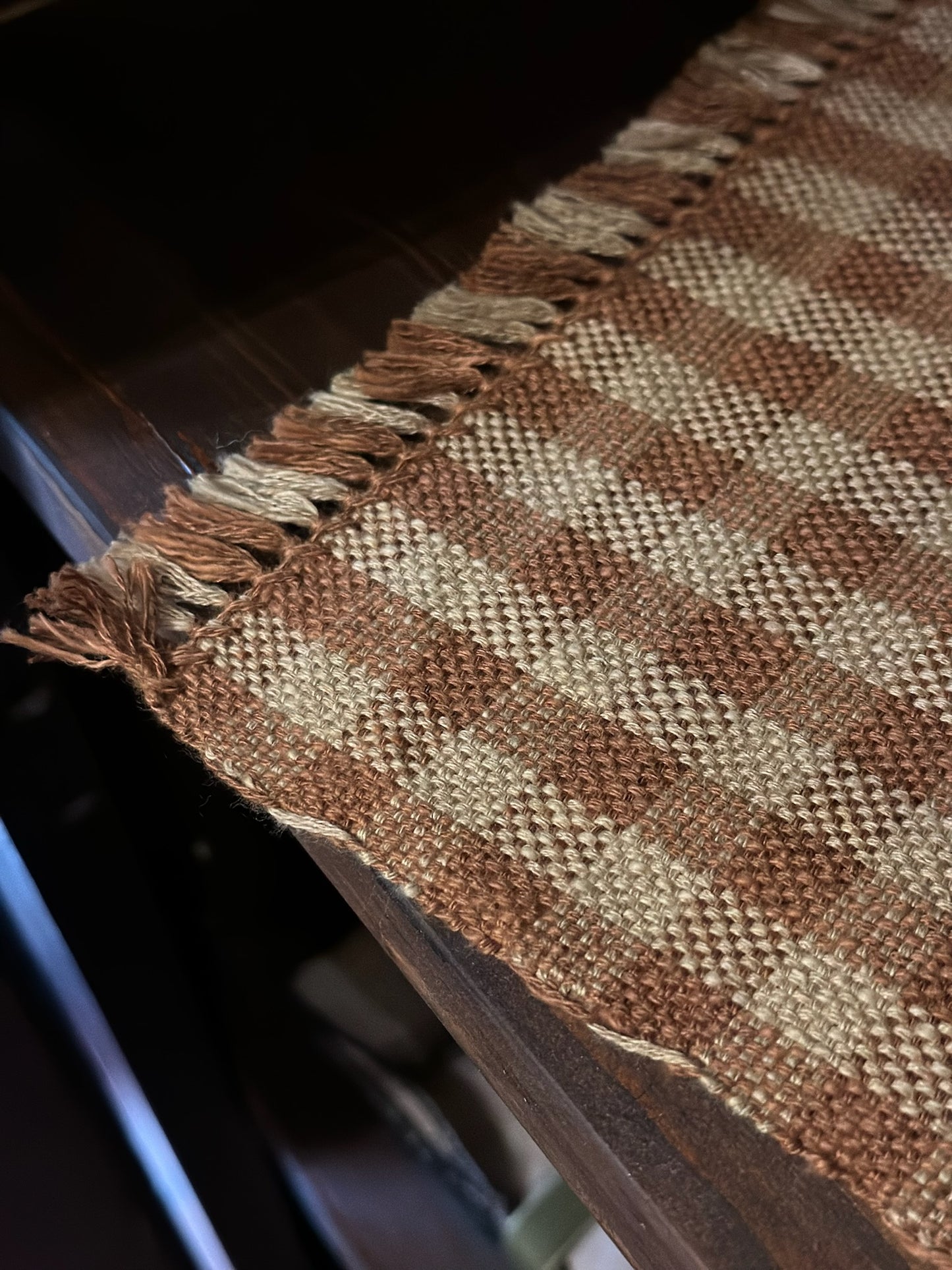 Handwoven Linen Placemat - Brown Check