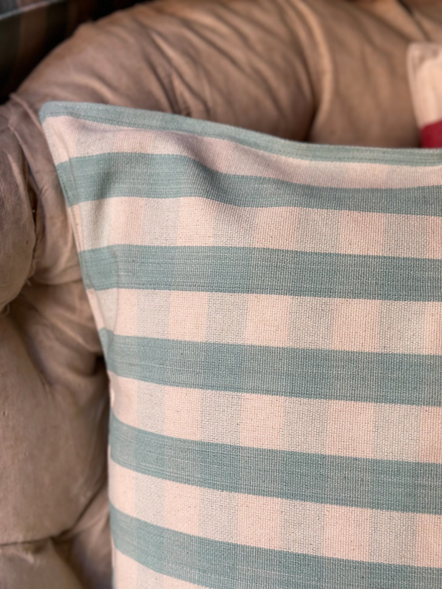 Tensira Sage Check Cushion 100% Cotton - 50X50