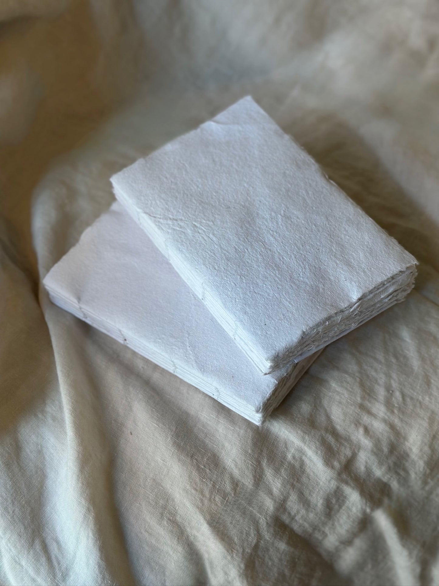 Handmade Book W/Woven Binding - White