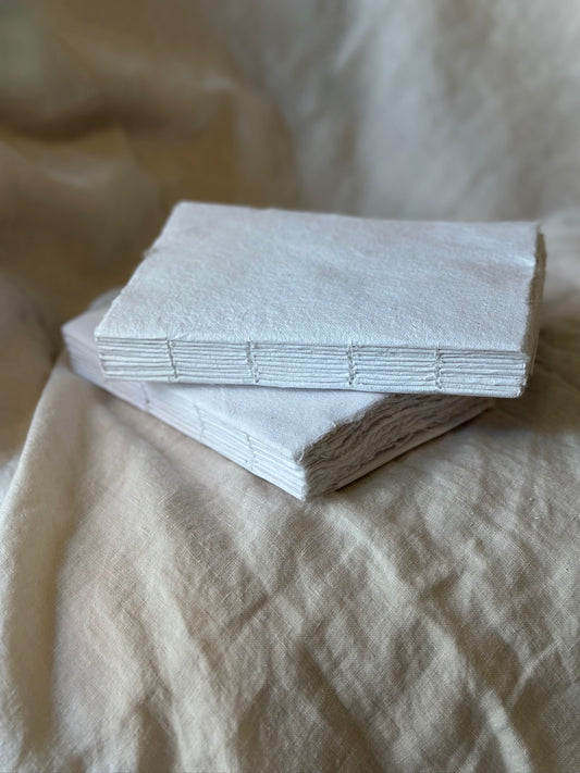 Handmade Book W/Woven Binding - White