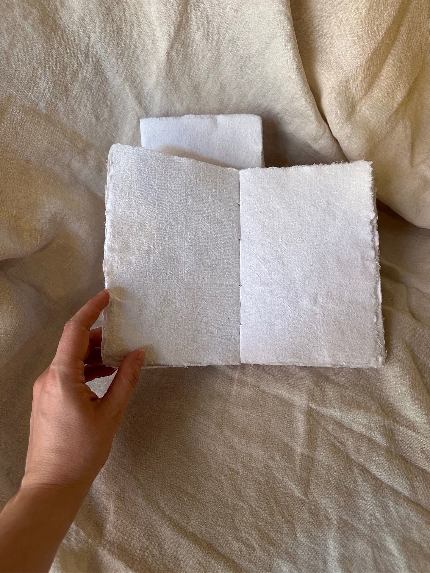 Handmade Book W/Woven Binding - White