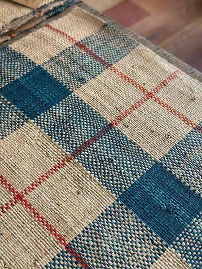 Handwoven Placemat - Blue Check Pattern