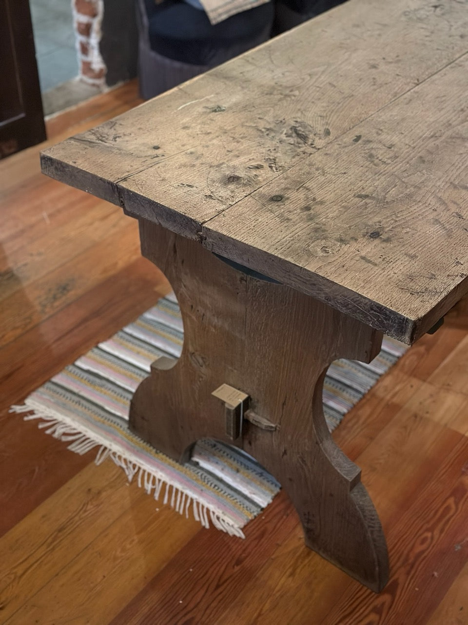 Antique Rustic Oak Dining Table - Early 1900