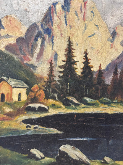 Antique Painting - Italian Mountain Scene