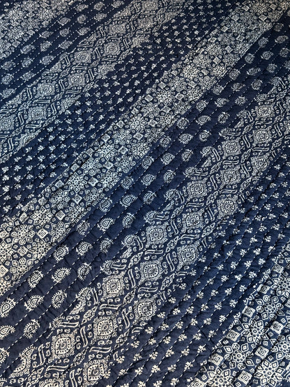 V.VM Patchwork Quilt, Blue/White Squares - Double Bed No. 3