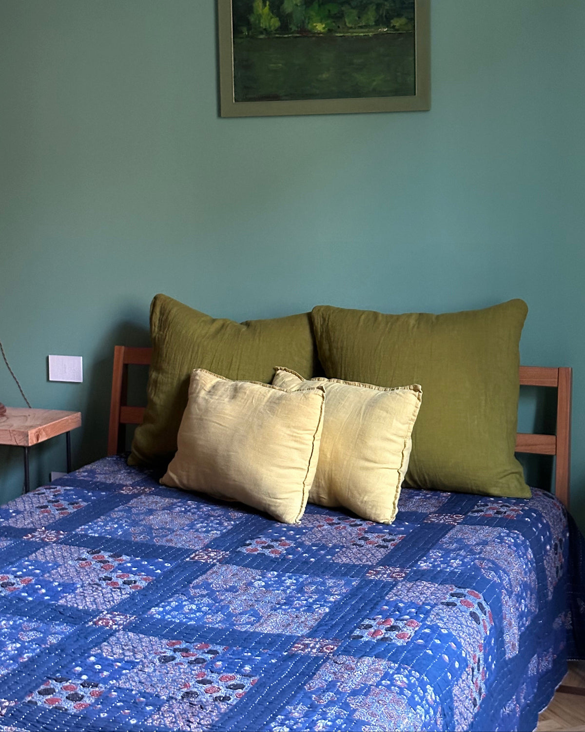 V.VM Patchwork Quilt, Blue Squares - Double Bed No. 5