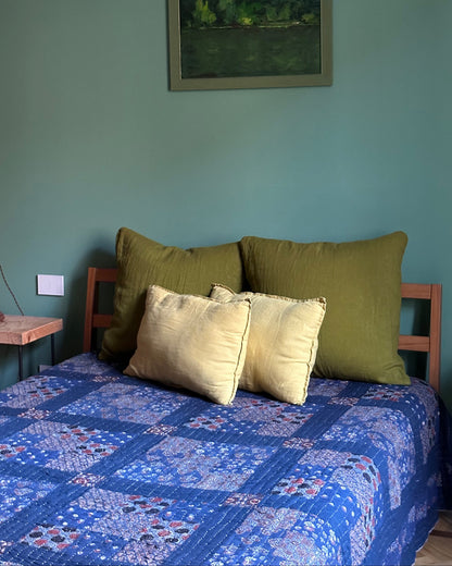 V.VM Patchwork Quilt, Blue Squares - Double Bed No. 5