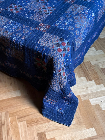 V.VM Patchwork Quilt, Blue Squares - Double Bed No. 5