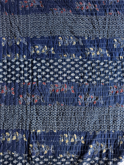 V.VM Patchwork Quilt, Blue Squares - Double Bed No. 5