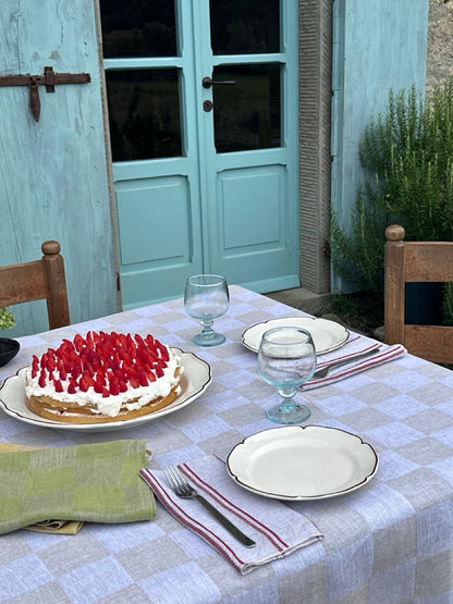 Tovaglia in lino a quadri verde oliva V.VM