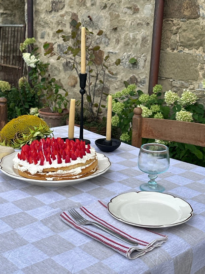 Tovaglia in lino a quadri verde oliva V.VM