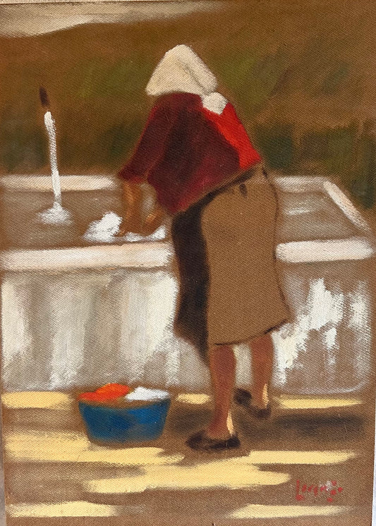 Nonna che fa il bucato (in Italia) Pittura
