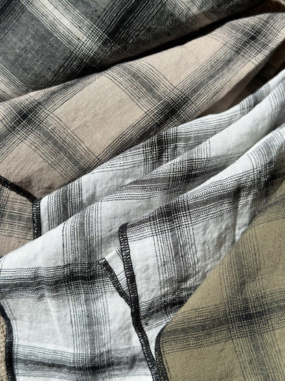 Set di tovaglioli a quadri in lino - Bianco