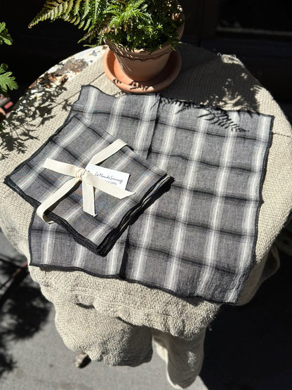 Set di 2 tovaglioli in lino a quadri - Luna