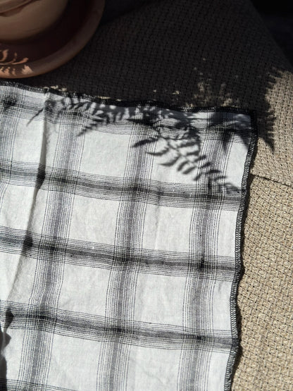 Set di tovaglioli a quadri in lino - Bianco