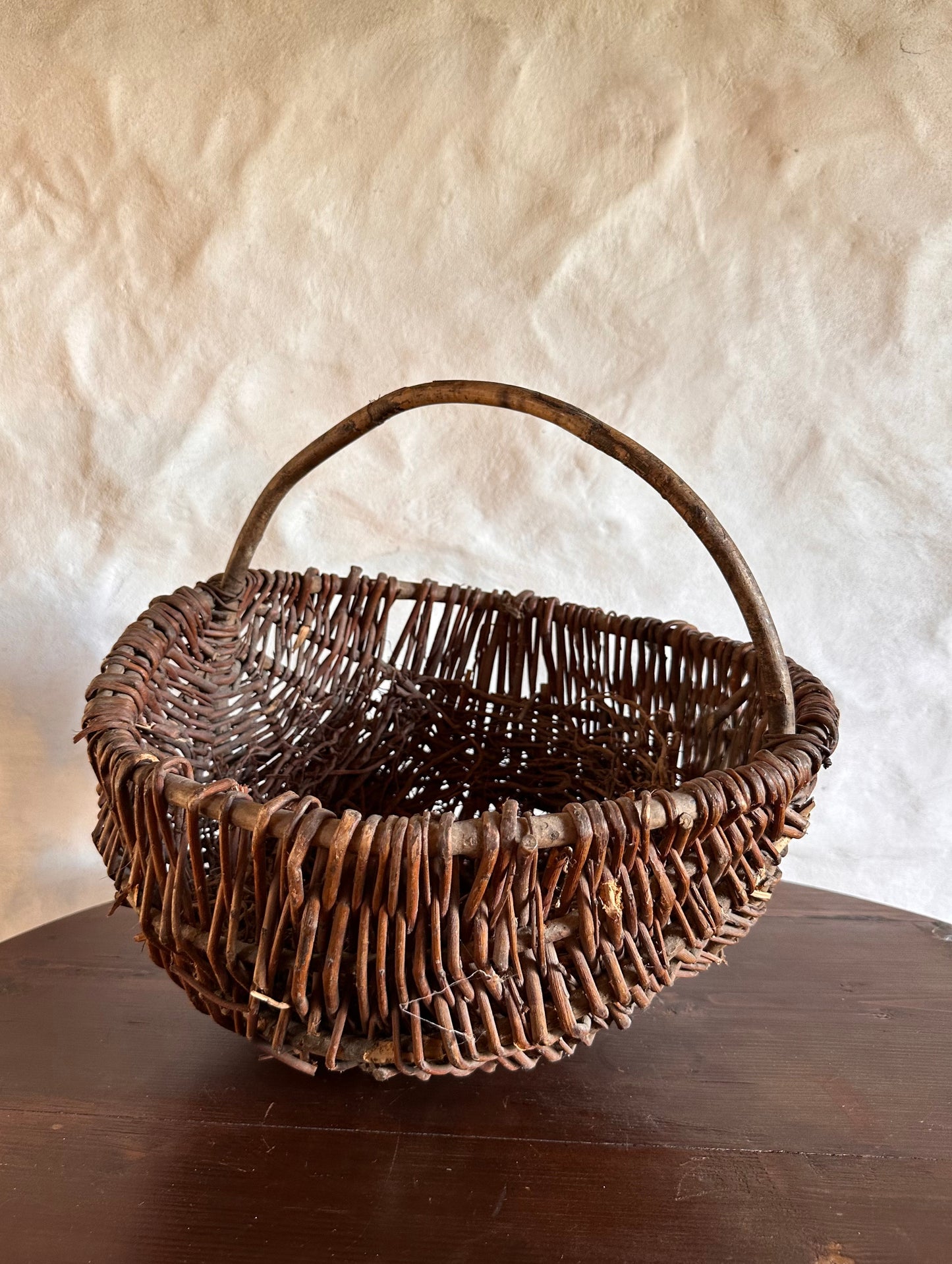 Antique Handmade Willow Basket - w/Nest