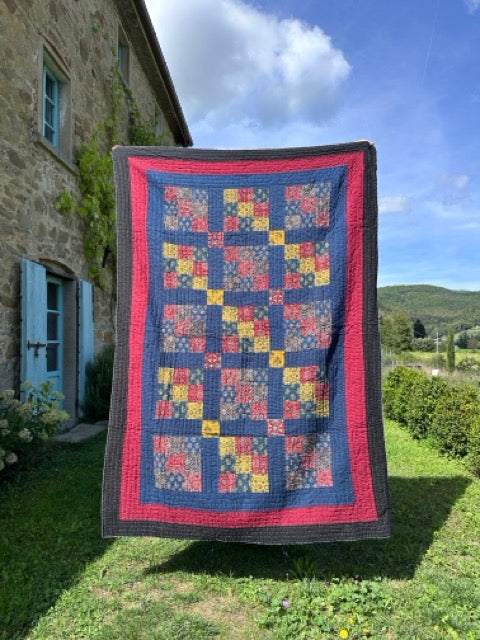 V.VM Quilt a quadrati, rosso e blu, 4 - Singolo
