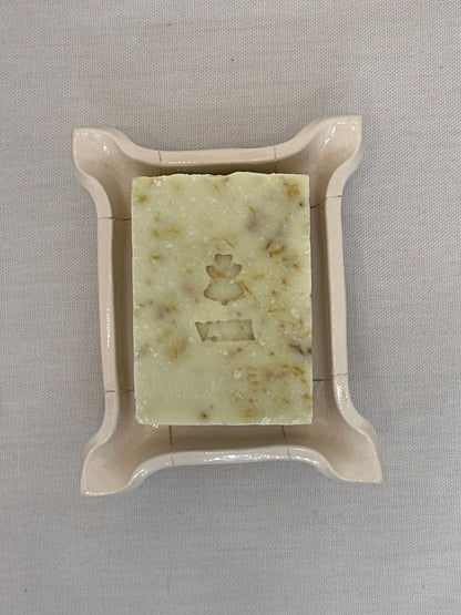 Portasapone in Ceramica Artigianale - Crema/Bianco