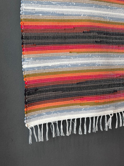 Tappeto italiano fatto a mano - Strisce arancioni - 70 cm x 250 cm