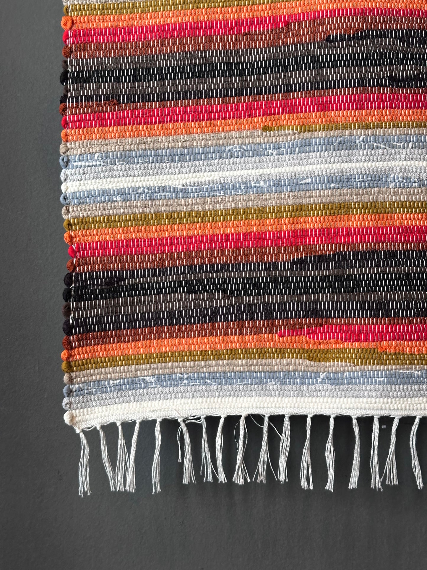 Tappeto italiano fatto a mano - Strisce arancioni - 70 cm x 250 cm