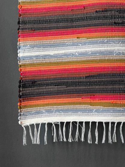 Tappeto italiano fatto a mano - Strisce arancioni - 70 cm x 250 cm