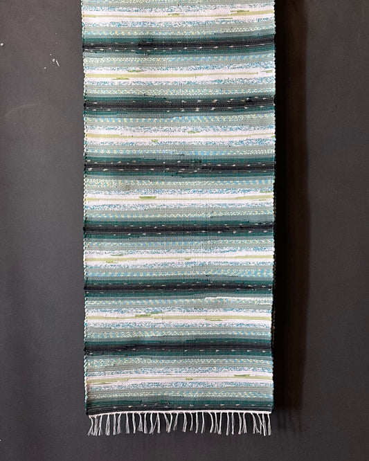 Handmade Italian Rug - Green Hues - 55cm X 260cm