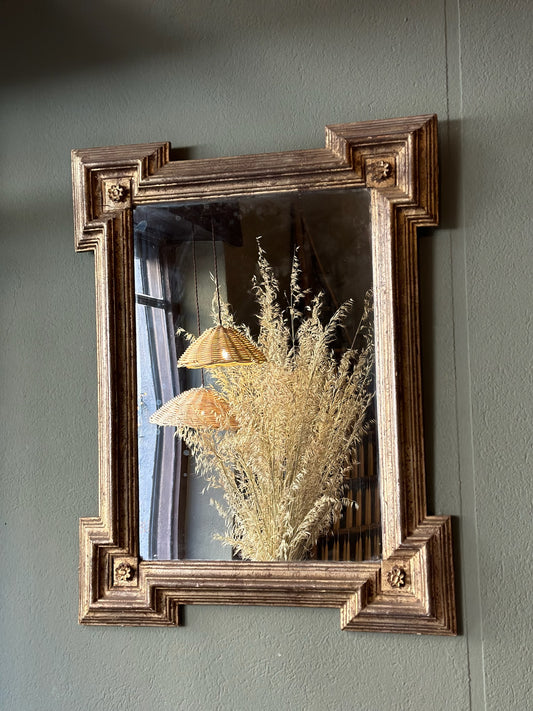 Antique Carved Wood Frame Mirror