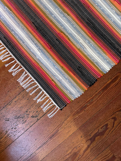 Tappeto italiano fatto a mano - Strisce arancioni - 70 cm x 250 cm