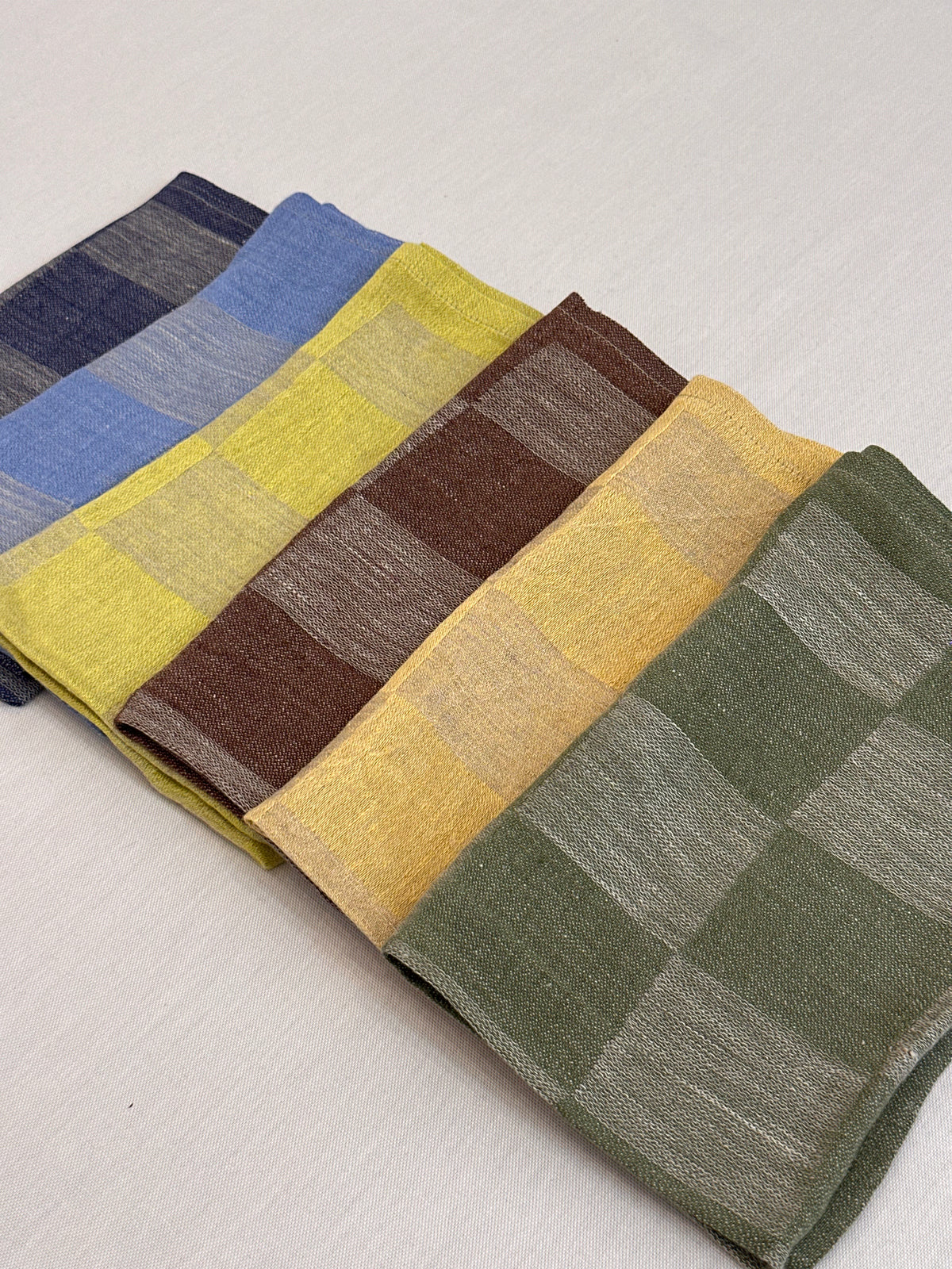 V.VM Check Linen Tea Towel - Moss Green