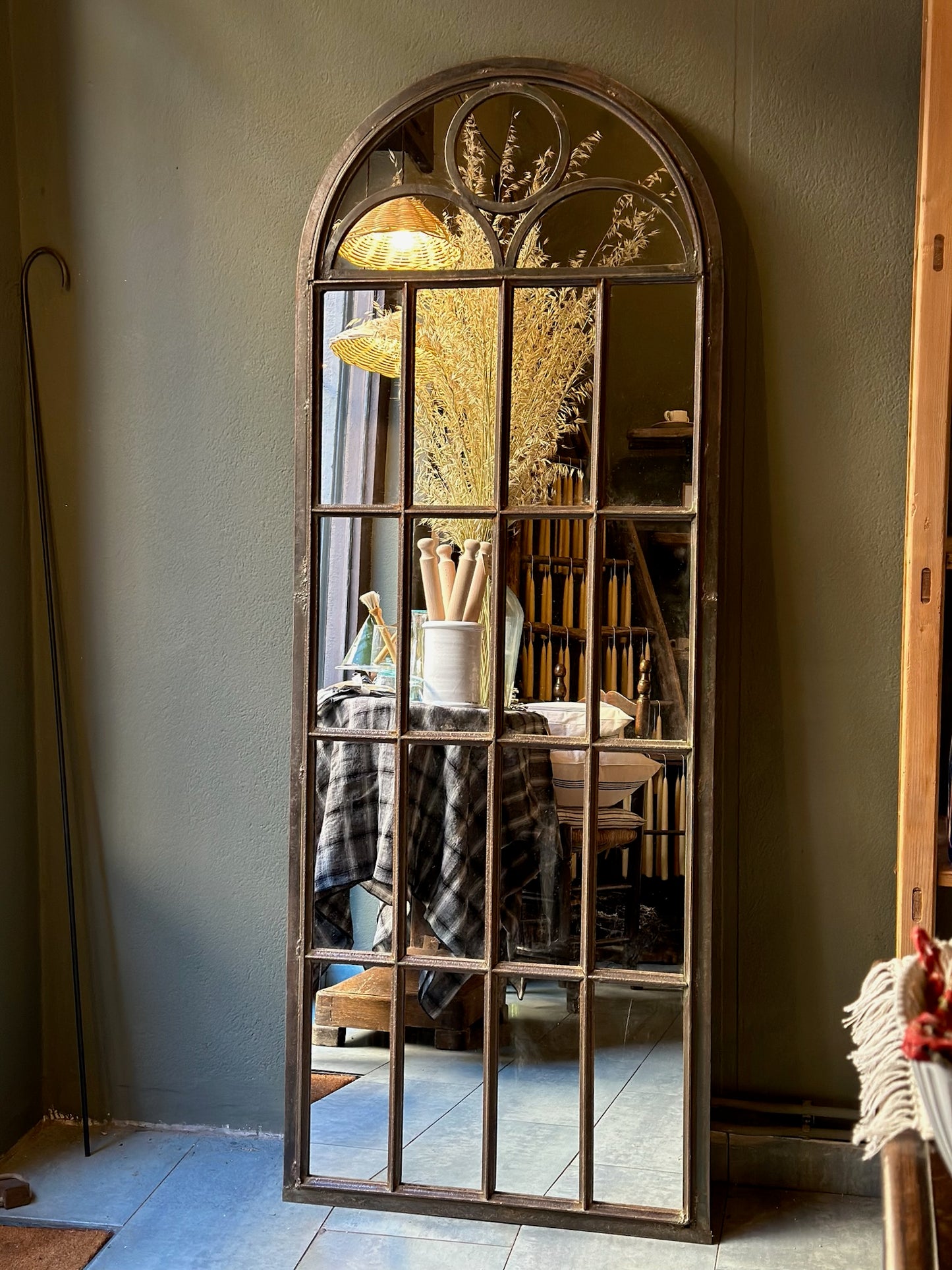 Antique Iron Framed Mirror