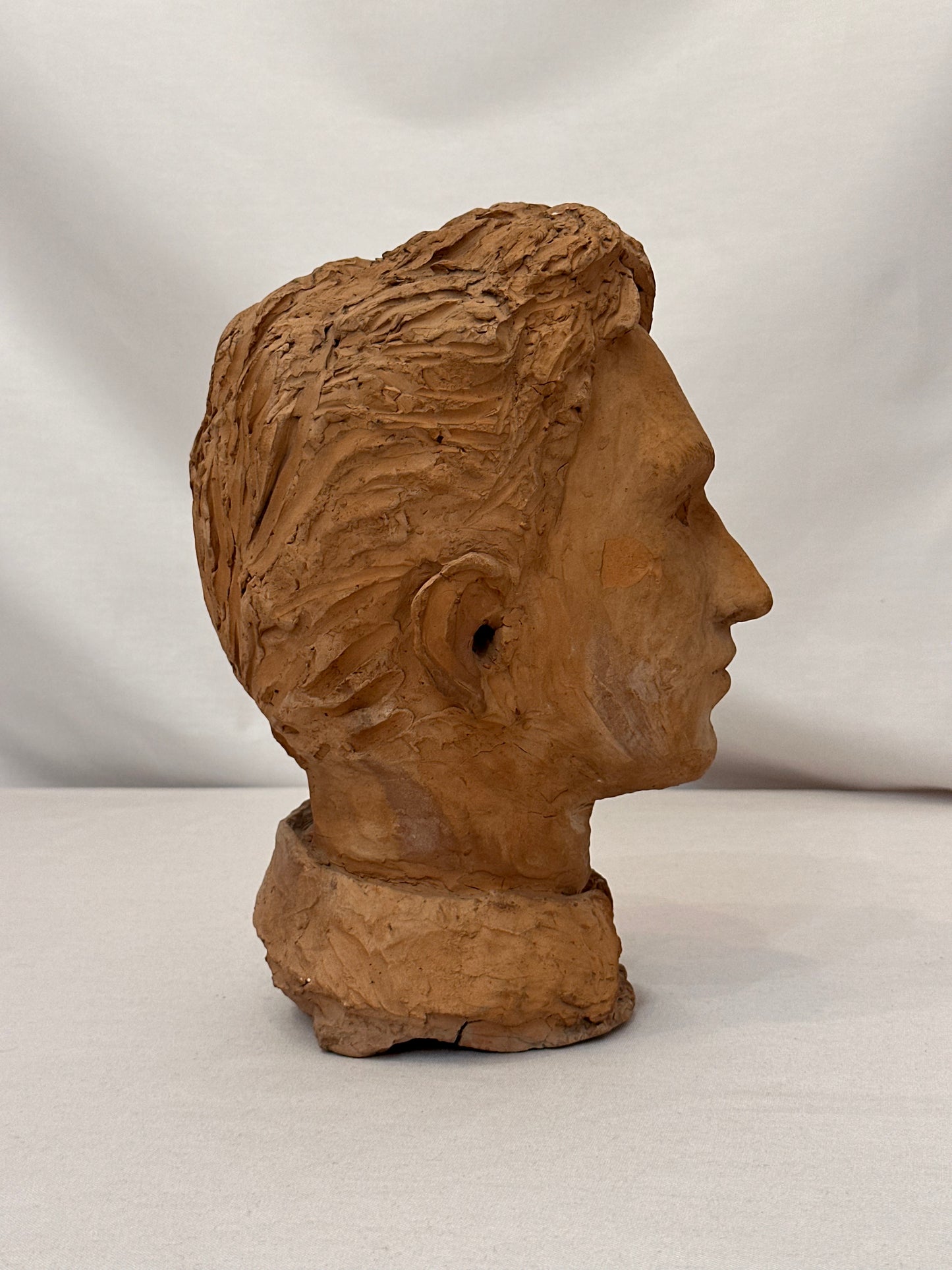 Antique Terracotta Bust - Man With Collared Shirt