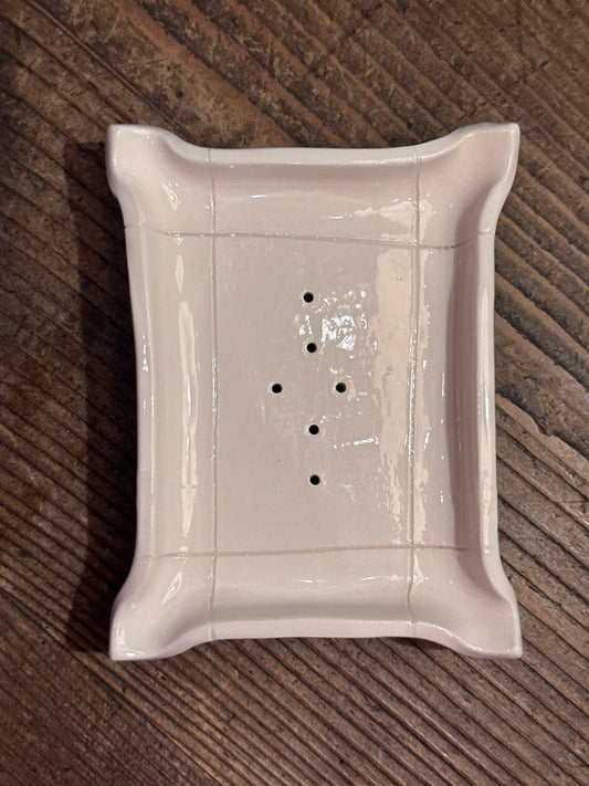 Portasapone in ceramica fatto a mano - Tovagliolo milanese - Bianco