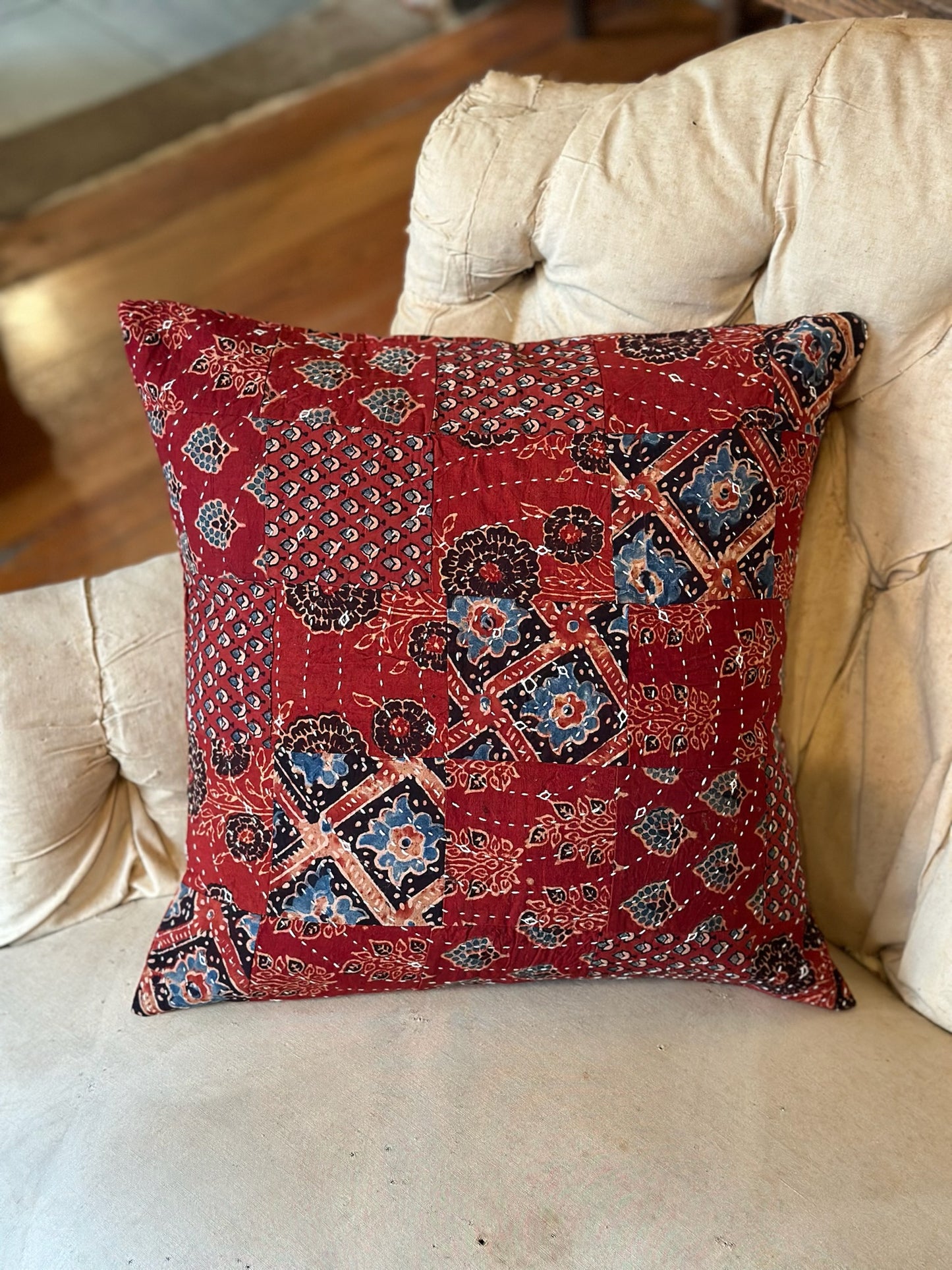 Patchwork Pillow- Red 02