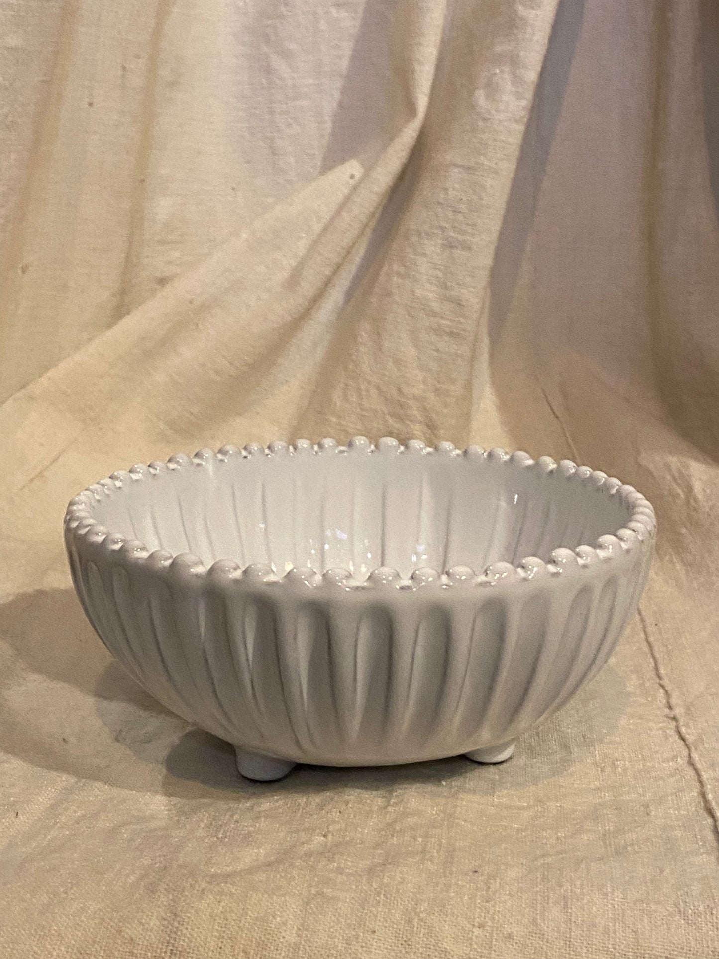 Ceramic Three-Footed Bowl - Stripes & Dots Collection