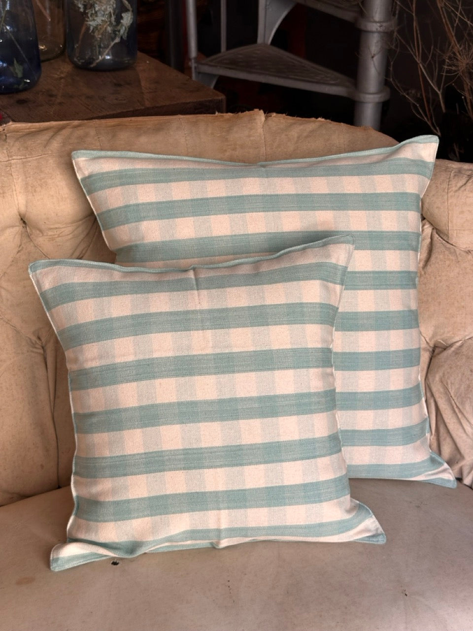 Tensira Sage Check Cushion 100% Cotton - 50X50