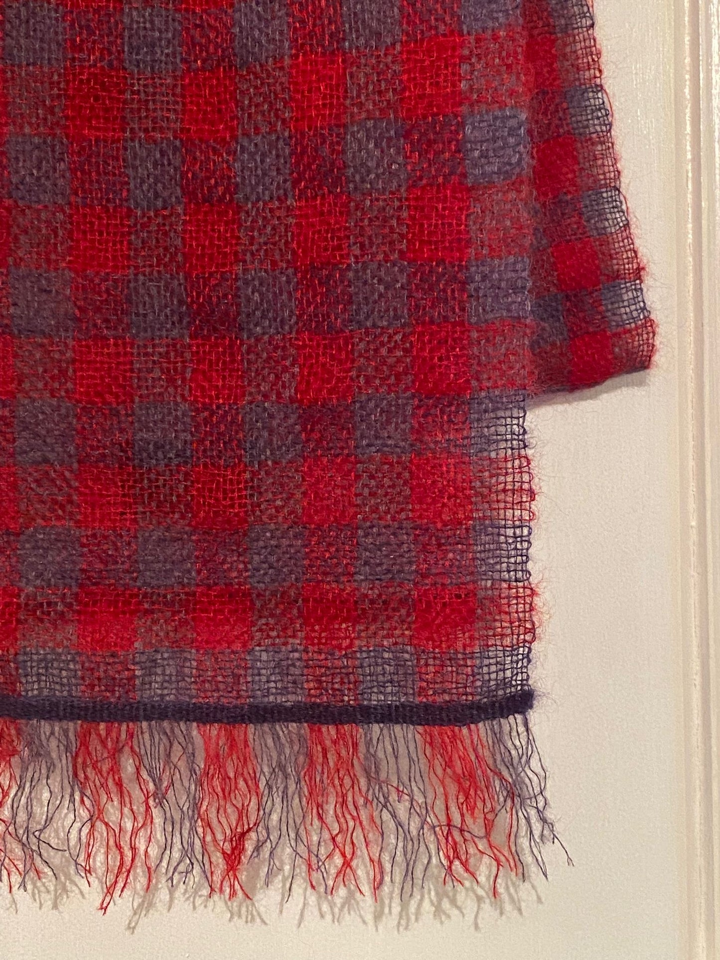 Mohair Red Checks Scarf by Paola Devizzi