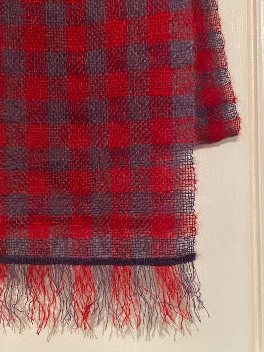 Mohair Red Checks Scarf by Paola Devizzi