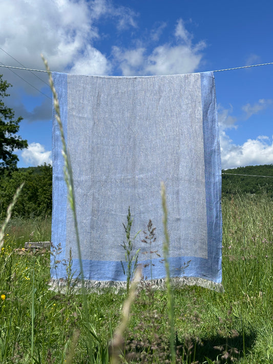 Telo da bagno e da spiaggia in lino V.VM - Blu