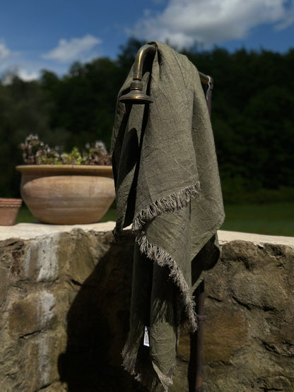 Asciugamano multiuso in lino con frange V.VM