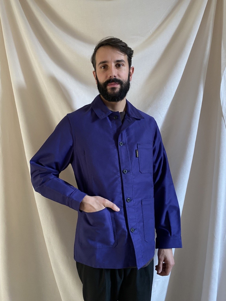 Cotton Work Jacket - Blue Shine