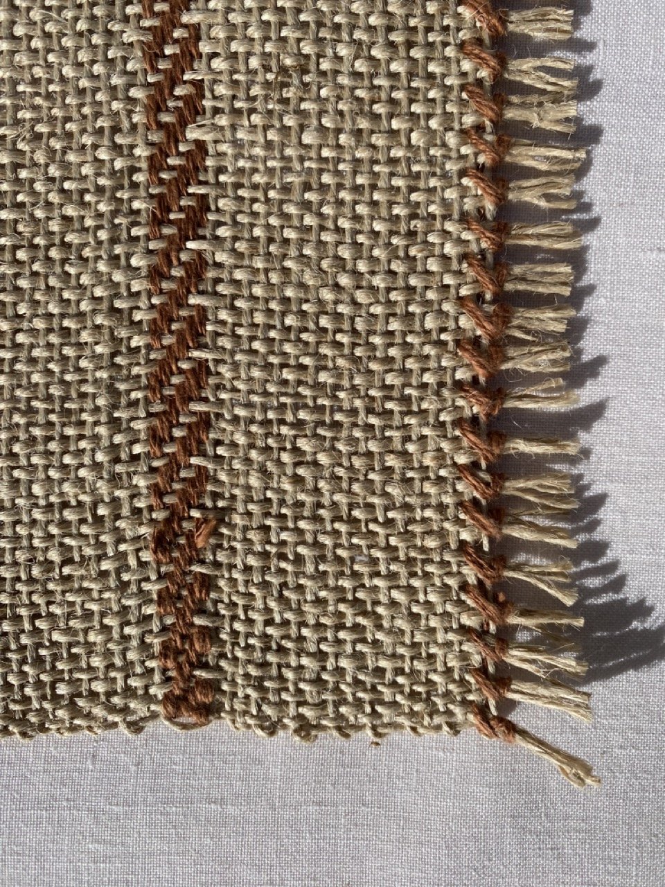 Handwoven Jute & Linen Placemat - Brown Detail